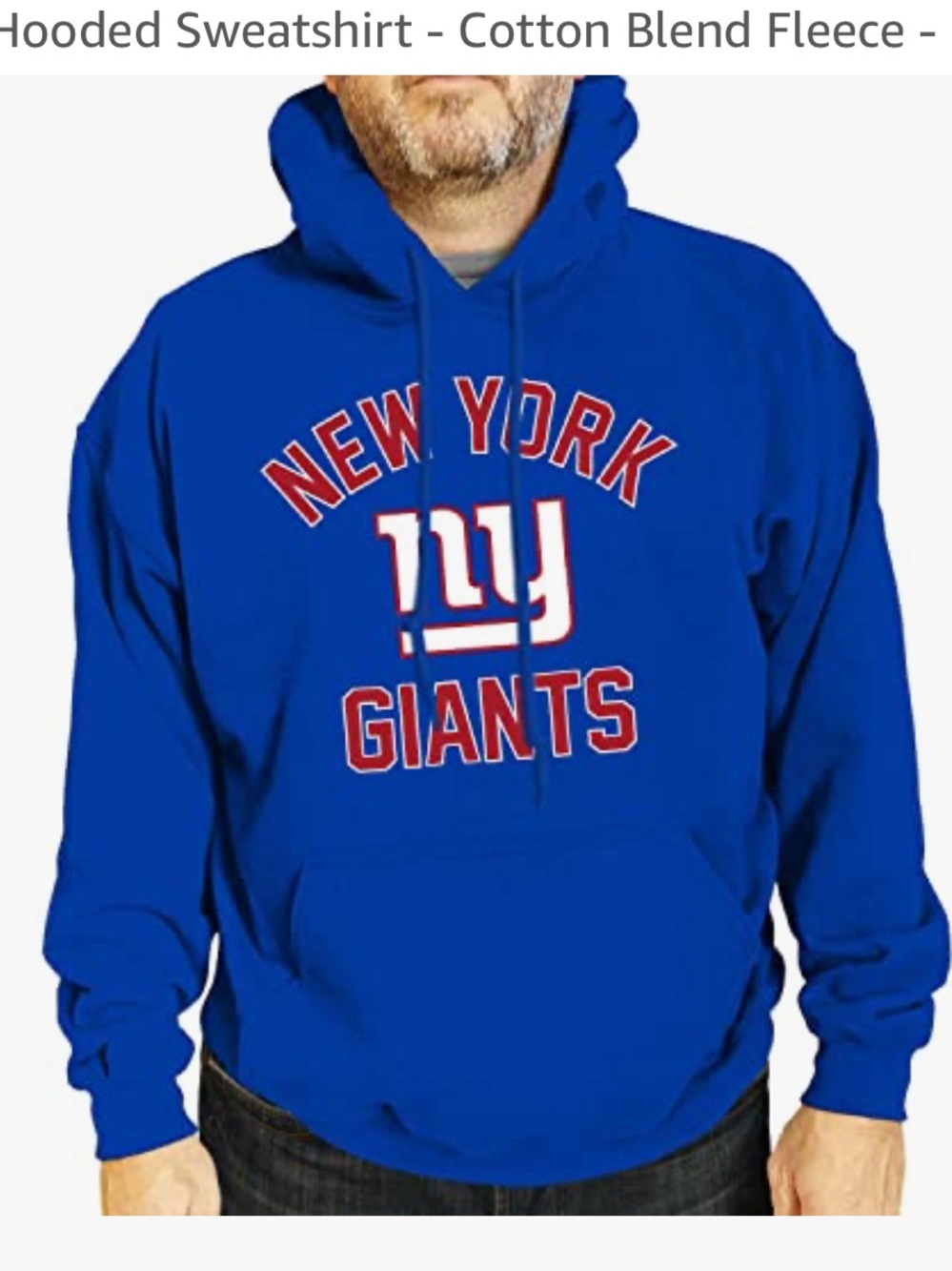 Authentic NFL New York Giants Men's Royal Blue Hoodie - Large